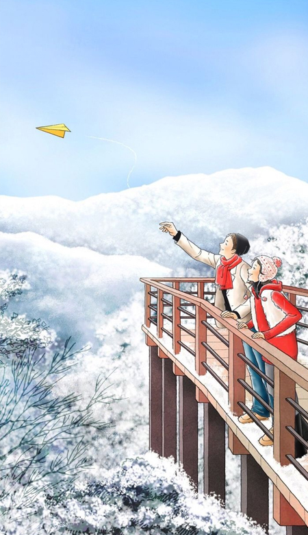 好看又不俗气的全面屏插画情侣壁纸 真爱之路从不平坦爱迎万难爱也赢万难